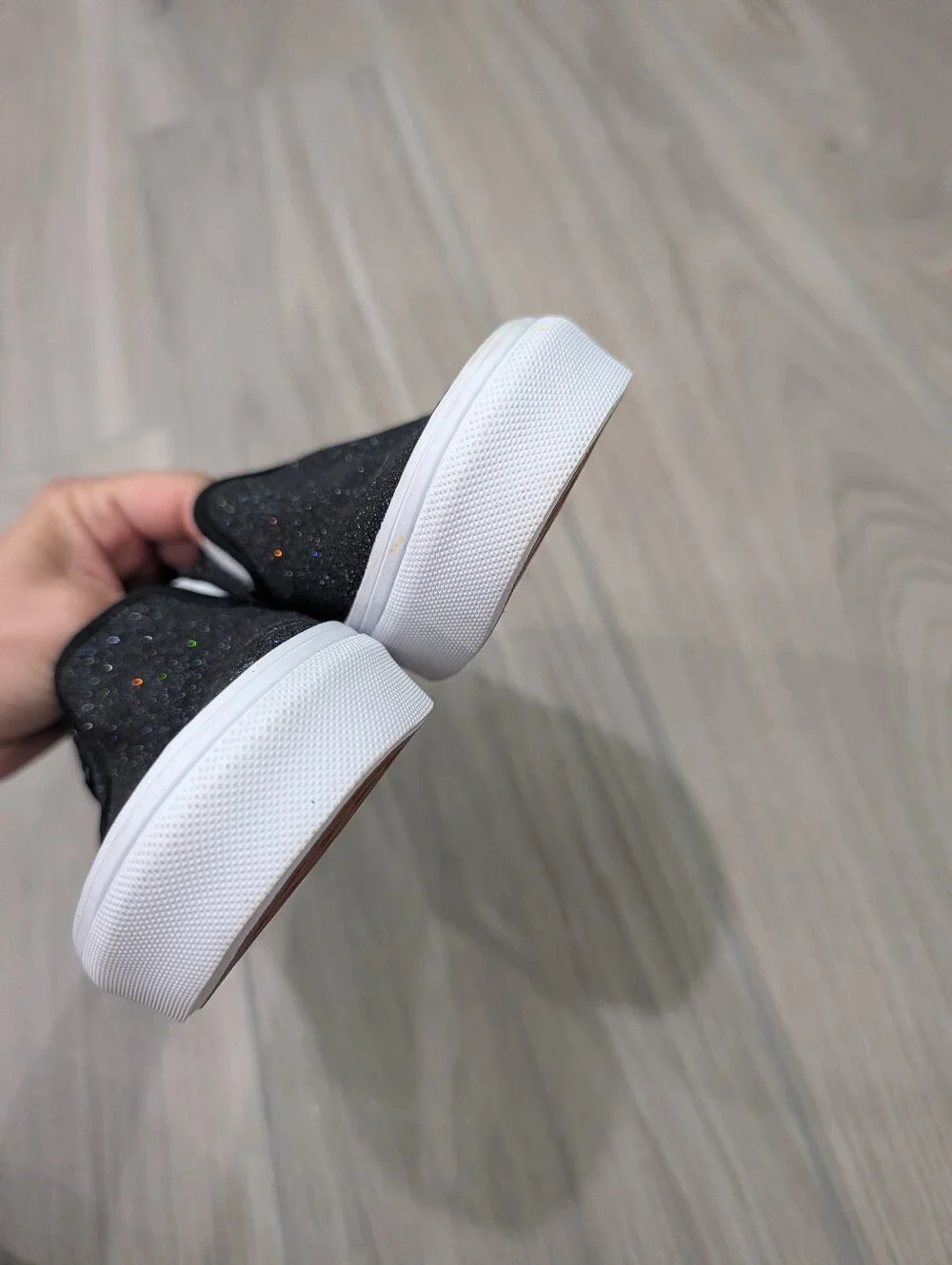 Vans Off The Wall Black Sparkle Shoes Size 3